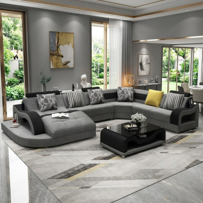 Sofá esquinero en forma de U Sofá Almohadón(textil) Diseñador Sofá textil grande Sofá modular