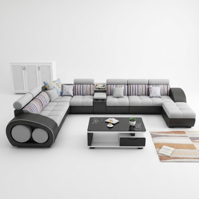 Sofá de diseñador con chaise longue y otomana, juego de tapizado para sala de estar en forma de L.