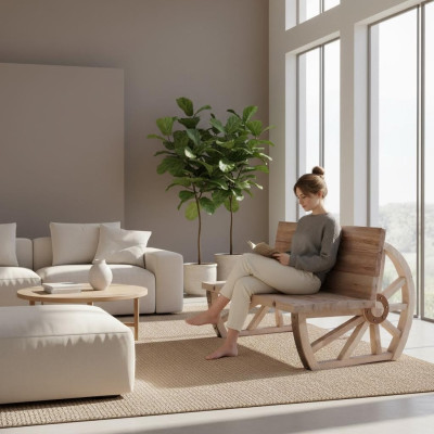 Banco de jardín de madera Banco del parque Maciza Banco de asiento de jardín Muebles de jardín de 2 plazas Bancos Nuevo