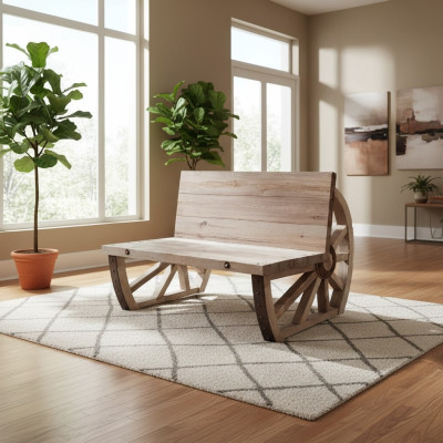 Banco de jardín de madera Banco del parque Maciza Banco de asiento de jardín Muebles de jardín de 2 plazas Bancos Nuevo