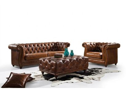 Conjunto de sofás de 3+1 plazas clásicos de cuero tapizado diseño de sofás nuevo.