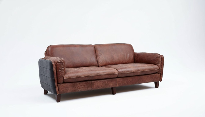 Lujo Vintage 3+2 plazas de cuero real conjunto de sofás para la sala de estar Loft ensemble.