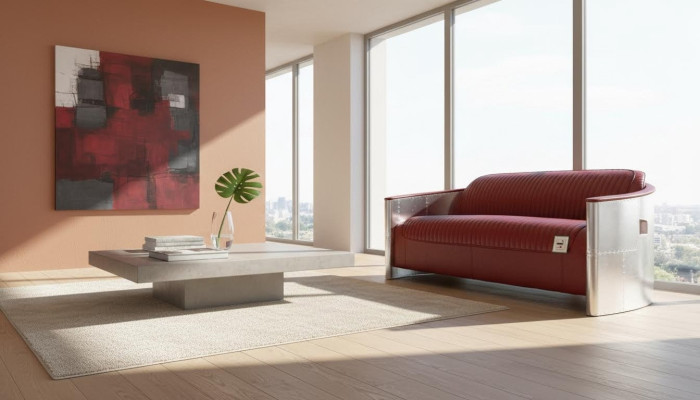 Sofá de cuero Sofá Tapizado Sofá de aluminio de tres plazas de lujo vintage Muebles Sofás nuevos