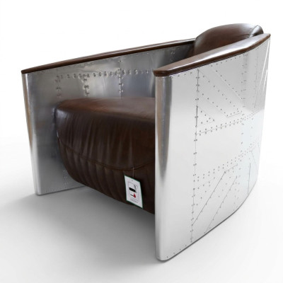 Silla sillón Aviator de cuero vintage de club Silla de cuero Muebles de sillón de avión nuevos.
