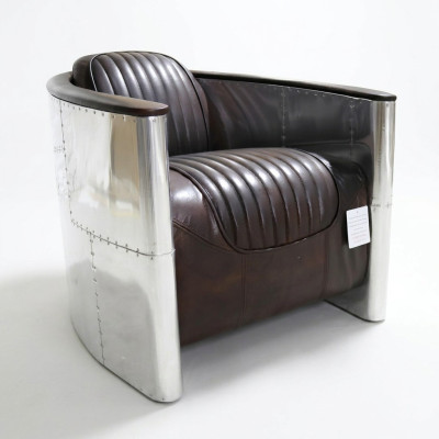 Silla de diseño en cuero auténtico vintage muebles de lujo tapizados Aviator avión.