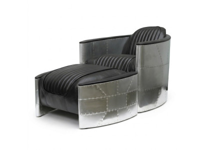 Sillón taburete vintage de cuero de lujo en piel real diseño de sillón retro club.