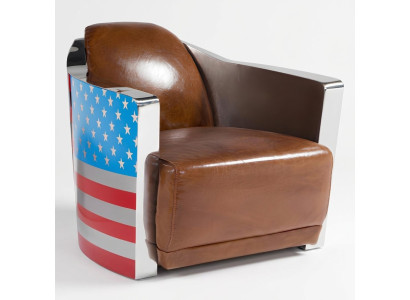 Cuero auténtico Sillón de cuero vintage Sillón diseñado Rocket Union Jack Vintage