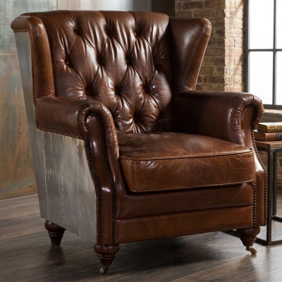 Sillón orejero vintage Chesterfield hermoso sillón de club.