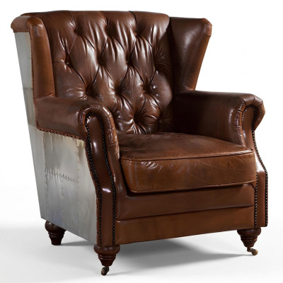 Sillón orejero vintage Chesterfield hermoso sillón de club.