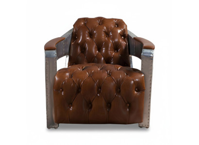 Sillón Aviator Chesterfield Shabby Vintage Silla Butaca de cuero Club Lounge Diseño