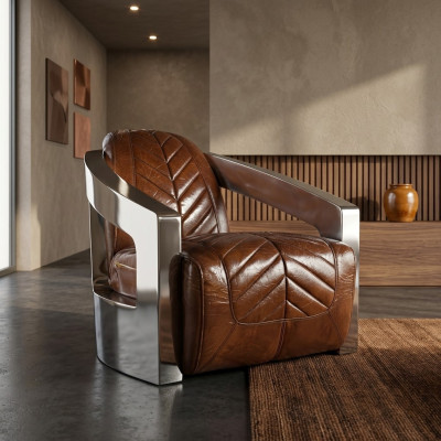 Silla de cuero vintage retro sillón lounge club diseño muebles de lujo avión