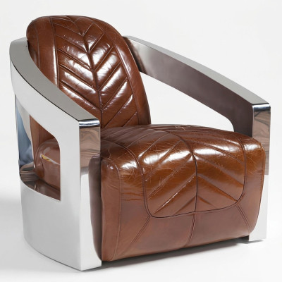 Silla de cuero vintage retro sillón lounge club diseño muebles de lujo avión