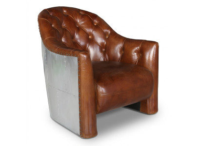 Aviador Chesterfield Vintage Sillón de cuero Sillón lounge vintage