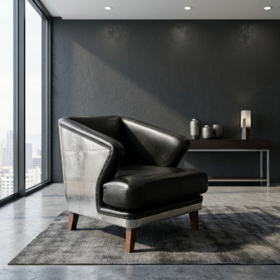 Sillón de club de cuero negro sillón de cuero vintage muebles relajantes
