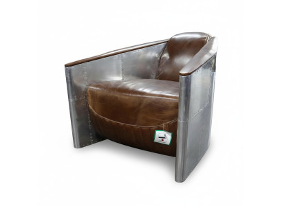 Sofá de aviador sillón de cuero real sofá club lounge vintage aluminio avión retro
