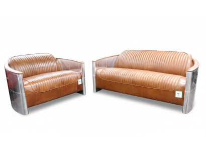 Sofá de cuero de aluminio vintage de lujo conjunto de muebles de metal sofás y sofás acolchados.