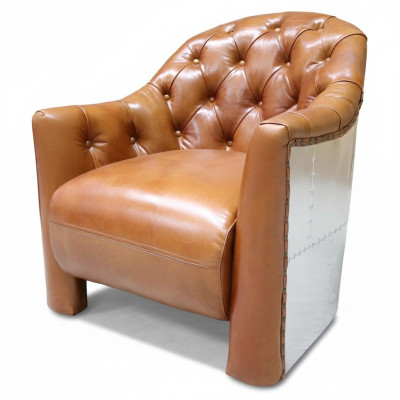 Sillón de cuero diseño de avión sillón de club de cuero sillón aviador de cuero vintage