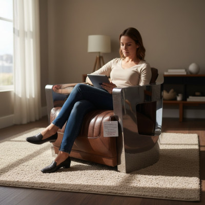 Muebles de aviador de lujo vintage retro envejecido, silla de cuero, sillón y sofá de diseñador.
