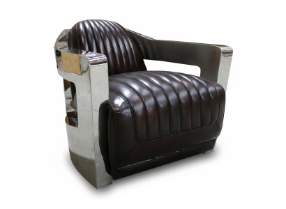 Silla de cuero Sillón Aviador Sillón Club Art Deco Sillón de cóctel aviador.