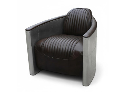 Sofá Aviator Sillón Sofá Club Salón de Aluminio Avión Retro de Cuero Genuino Vintage