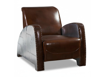 Sillón de cóctel de cuero vintage, sillón de cuero Aviator, sofá de muebles de club lounge.