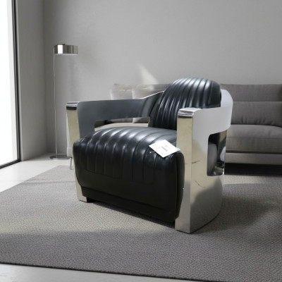 Sillón de cuero Aviator Club Art Deco Sillón de cóctel Sillón de televisión nuevo
