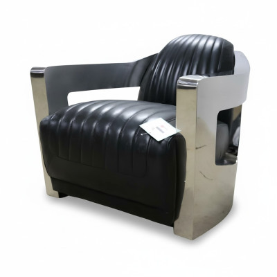 Sillón de cuero Aviator Club Art Deco Sillón de cóctel Sillón de televisión nuevo