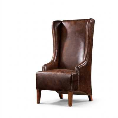 Sillón reclinable de cuero auténtico vintage Cigarro, sillón de cuero, sillón orejero de cuero para televisión