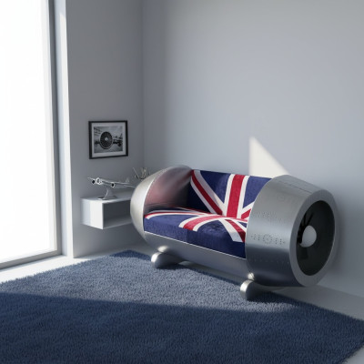 Sofá de aluminio Sofá de cuero Muebles Motor de chorro de avión Muebles de lujo Jack Union Nuevo