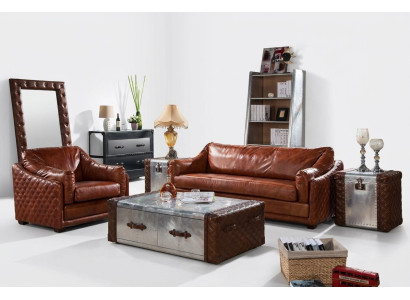 Sofá Chesterfield de 3 plazas Chesterfield marrón vintage de cuero estilo muebles de salón de tres plazas.