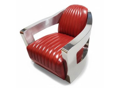 Silla de avión vintage de cuero rojo auténtico diseño de sillón retro sillón de diseño de club