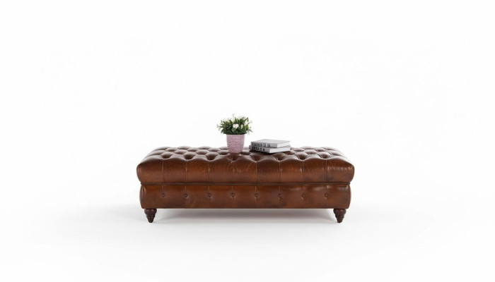 Sofá Chesterfield vintage conjunto de sofá tapizado en cuero de 3+1 plazas, juego de 2 piezas.