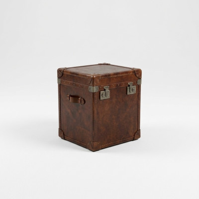 Mesa auxiliar de cuero vintage cubo cofre mesa de centro sofá mesa de sala de estar maleta