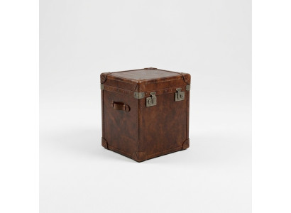 Mesa auxiliar de cuero vintage cubo cofre mesa de centro sofá mesa de sala de estar maleta