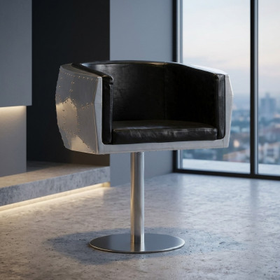 Silla Sillas Cuero aluminio diseño muebles Comedor Sillón Aviador cuero genuino
