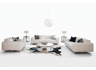Chesterfield Conjunto de sofás de sofá Sofá de sofá Juego de tapizado de cuero de 3 + 2 + 1 plazas Sofá de cuero