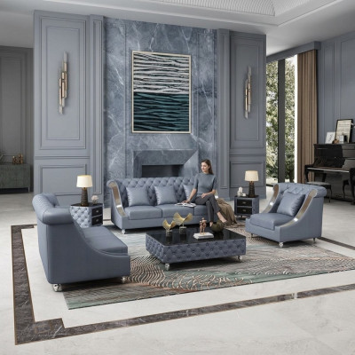 Sofá de cuero Sofá de salón Conjunto de mobiliario Diseño moderno 3 1 Plaza Sofá Nuevo