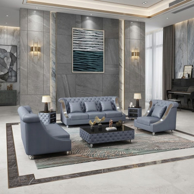 Sofá de cuero Sofá de salón Conjunto de mobiliario Diseño moderno 3 1 Plaza Sofá Nuevo