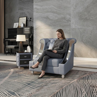 Chesterfield sillón Sofá de televisión de 1 plaza Sofá de cuero Tapicería de cuero genuino