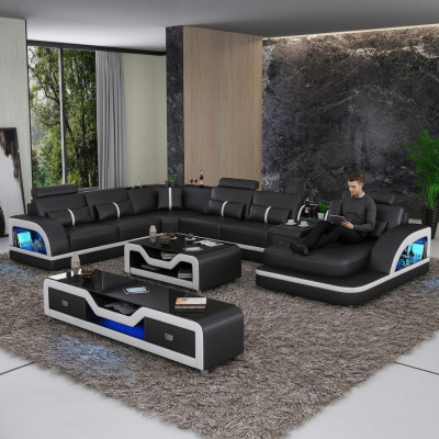 Conjunto de esquinero sofá de cuero Diseño sofá rinconera de lujo sala de estar sofá sofá sofá acolchado