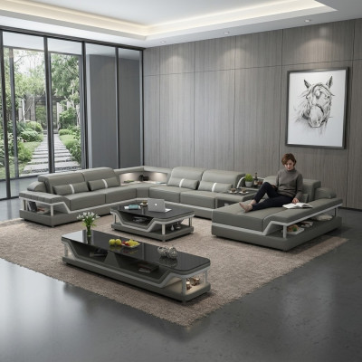 Sofá de esquina en forma de U Mesa de centro Aparador Diseño Sofá de esquina de 3 piezas