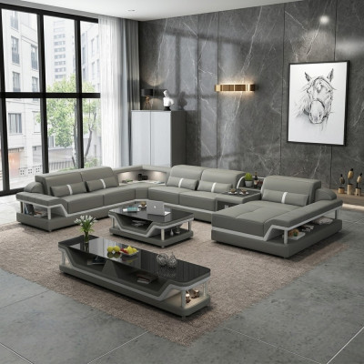Sofá de esquina en forma de U Mesa de centro Aparador Diseño Sofá de esquina de 3 piezas