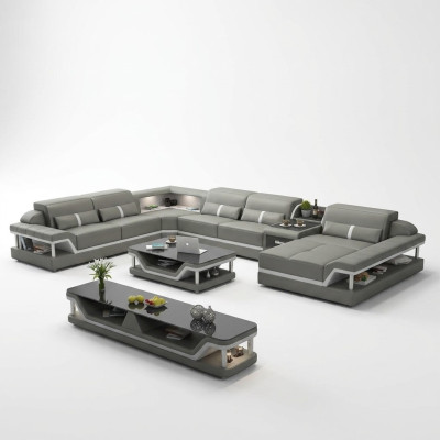 Sofá de esquina en forma de U Mesa de centro Aparador Diseño Sofá de esquina de 3 piezas