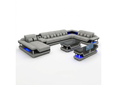 Sofá de diseño Juego completo Conjunto Tapizado Sofá en L Forma de L Sofá Mesa de centro