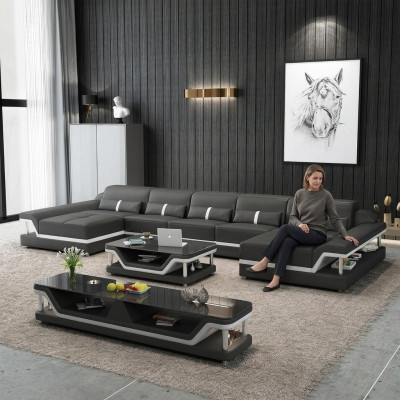 Sofá de esquina Sofá Sofá Sofá Paisaje de vida Sofá de cuero Muebles de cuero Sala de estar un conjunto