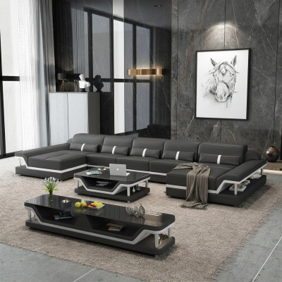 Sofá de esquina Sofá Sofá Sofá Paisaje de vida Sofá de cuero Muebles de cuero Sala de estar un conjunto