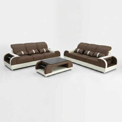 Muebles de diseñador Set de sofá de tres plazas y tres plazas moderno Sofá Asiento Sofá Sofá de cuero Nuevo