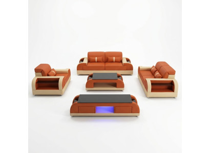 Diseño de conjunto de sofá 3 2 1 mesa de café 4 piezas set de sala de estar USB completo.