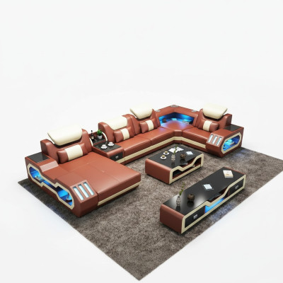 Sofá de esquina extravagante, sofá seccional acolchado y juego de salón con sofá USB LED.