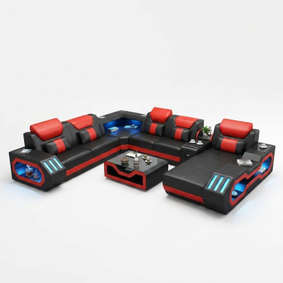 Sofá en forma de U, mesa de centro, conjunto acolchado de esquina, sofá de esquina, sofá, cojín, esquina de asiento.